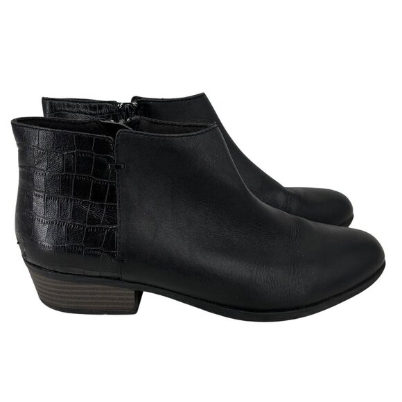 Clarks Addiy Zora Ankle Booties Womens 8.5 Black Leather Croc Embossed Boot - Picture 1 of 10
